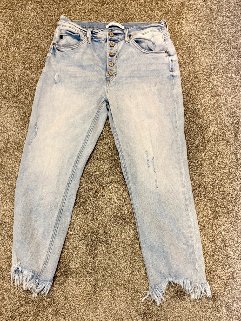 KanCan Light Blue Frayed Hem Ankle Jeans